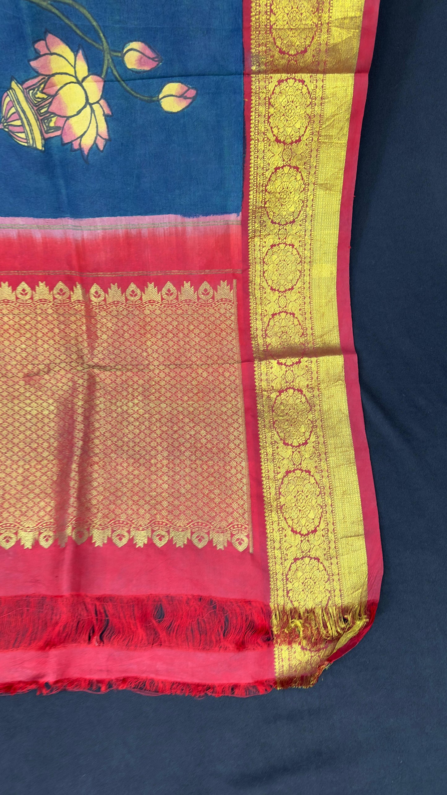 Penkalamkari Dupattas on Pure Silk Kanjeevaram