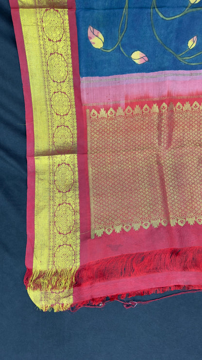 Penkalamkari Dupattas on Pure Silk Kanjeevaram