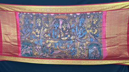 Penkalamkari Dupattas on Pure Silk Kanjeevaram