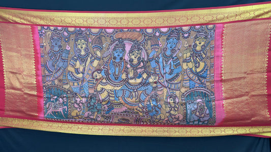 Penkalamkari Dupattas on Pure Silk Kanjeevaram
