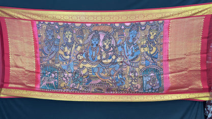 Penkalamkari Dupattas on Pure Silk Kanjeevaram