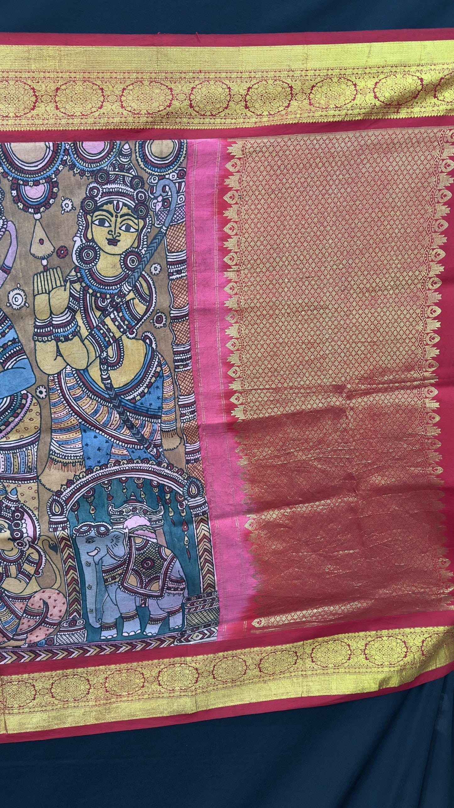 Penkalamkari Dupattas on Pure Silk Kanjeevaram