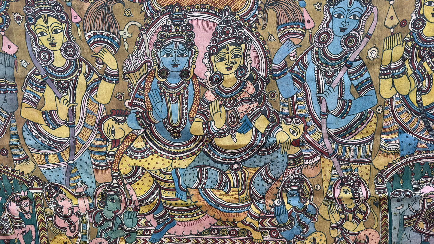 Penkalamkari Dupattas on Pure Silk Kanjeevaram
