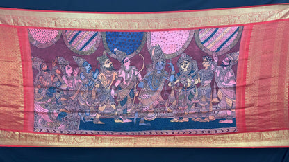 Penkalamkari Dupattas on Pure Silk Kanjeevaram