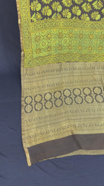 Handblock printed ajrakh on pure crepe