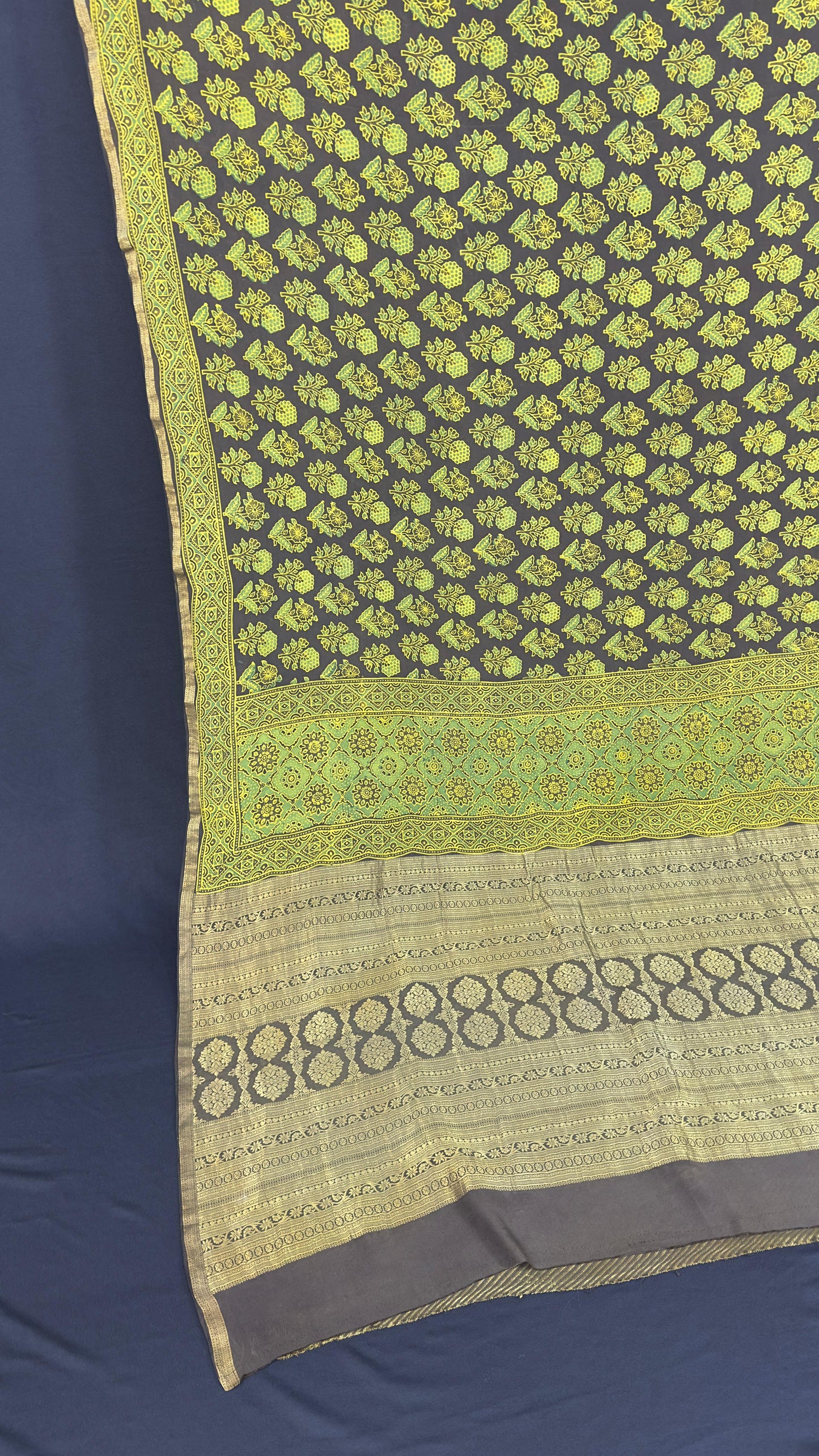 Handblock printed ajrakh on pure crepe