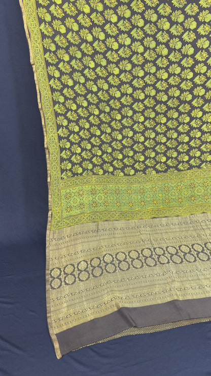 Handblock printed ajrakh on pure crepe