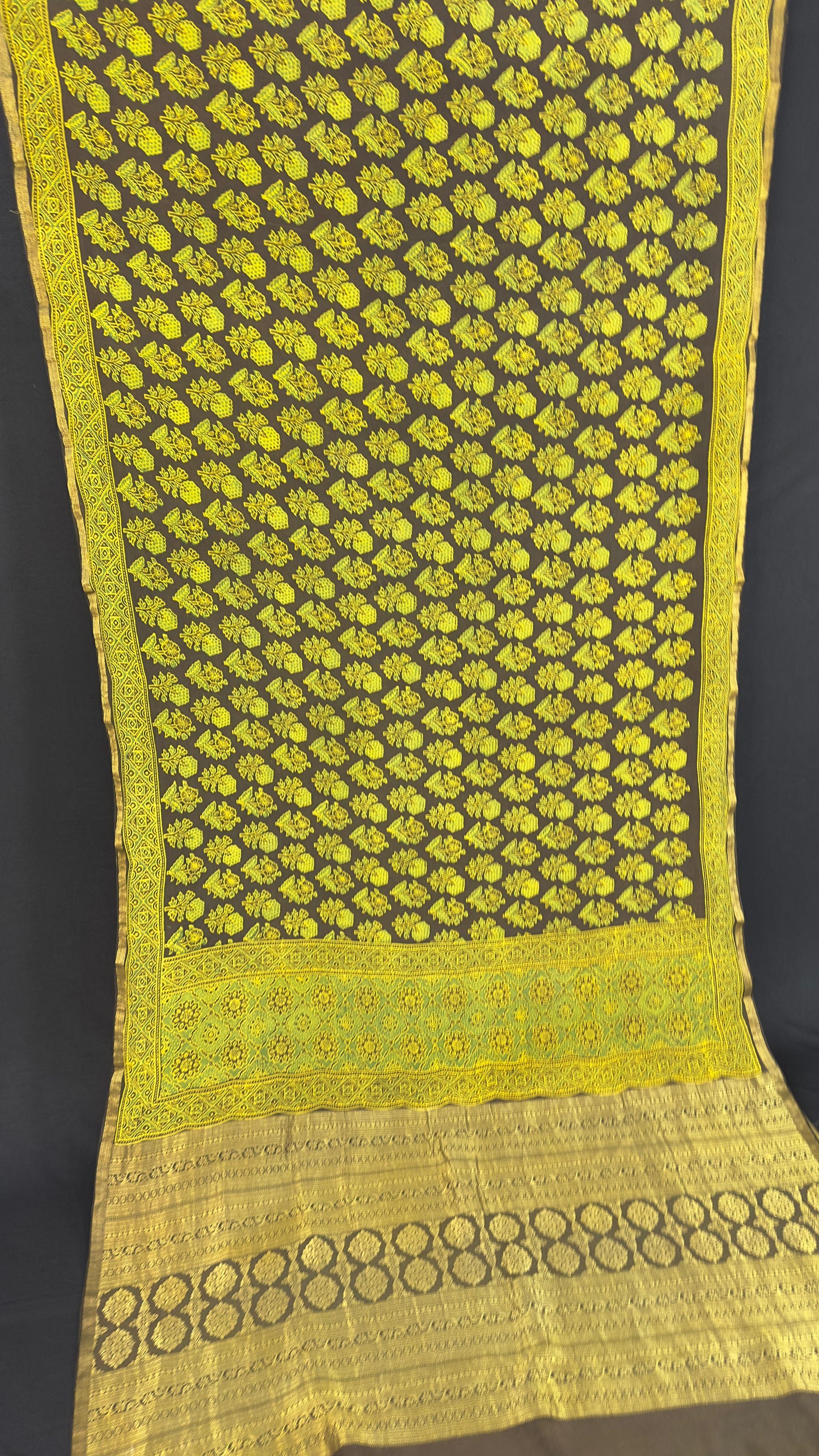Handblock printed ajrakh on pure crepe