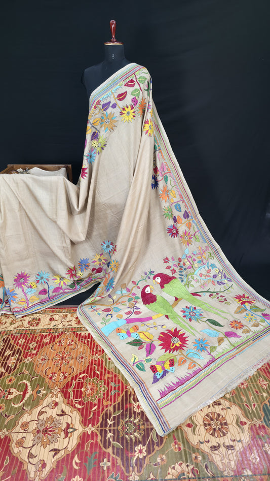Hand embroidered kantha work sarees