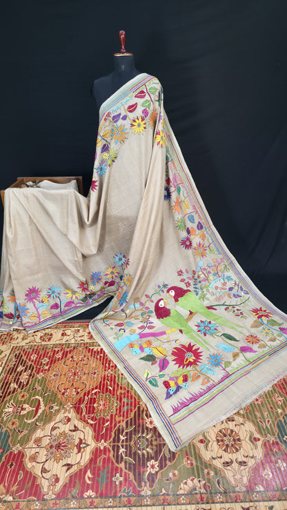 Hand embroidered kantha work sarees