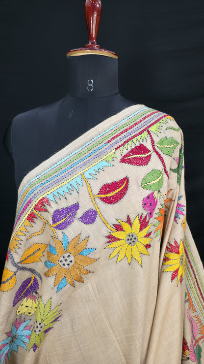 Hand embroidered kantha work sarees