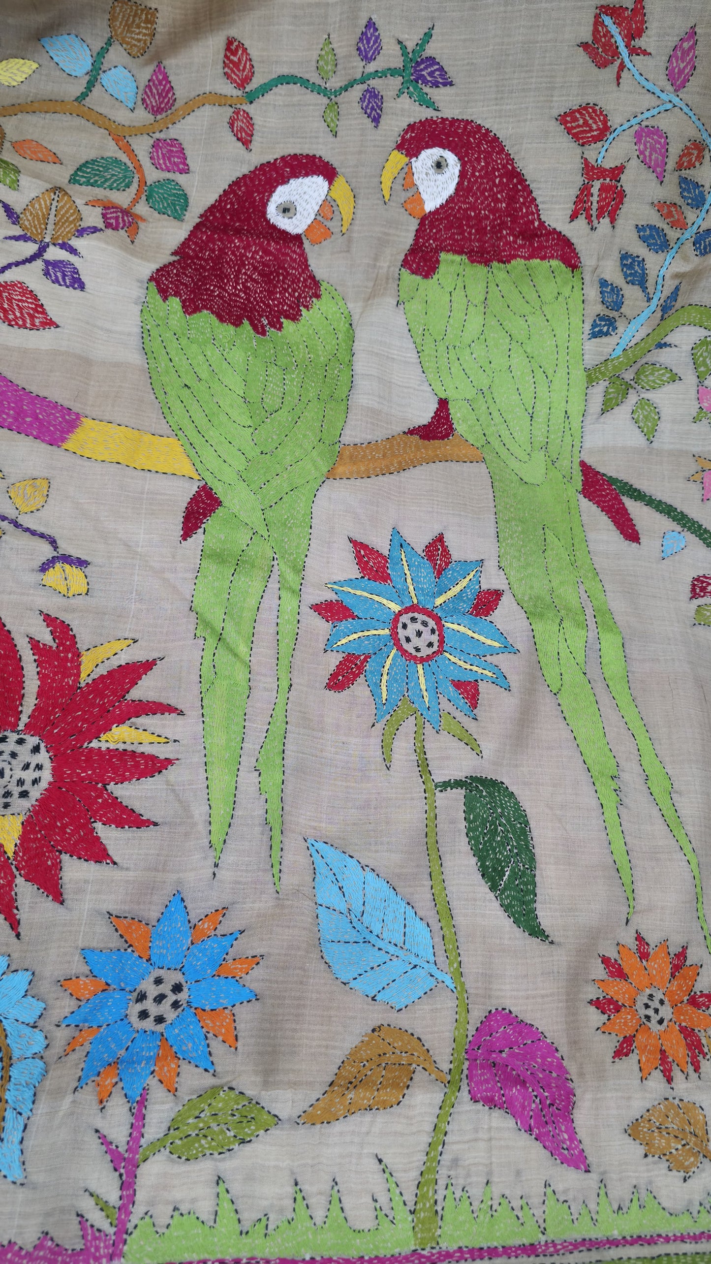 Hand embroidered kantha work sarees