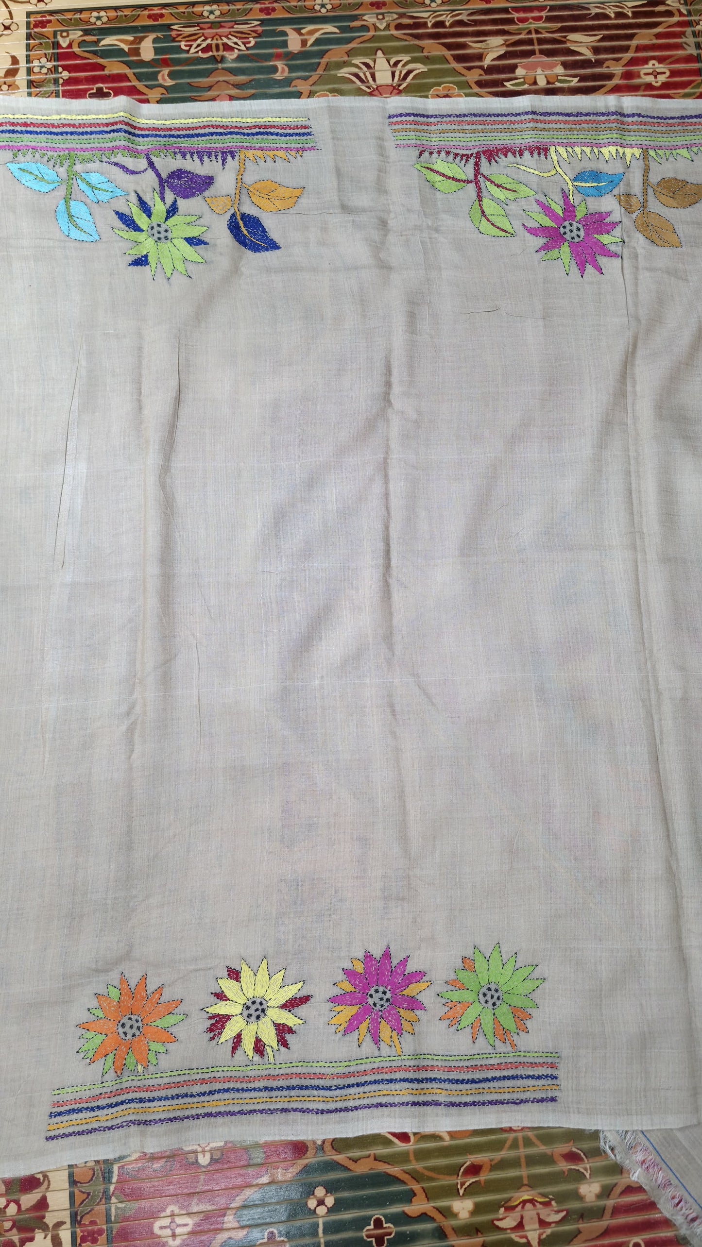 Hand embroidered kantha work sarees