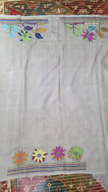 Hand embroidered kantha work sarees