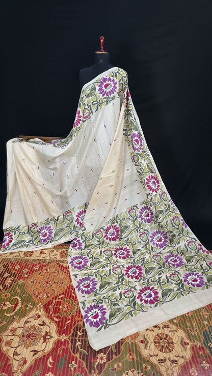 Hand embroidered kantha work sarees