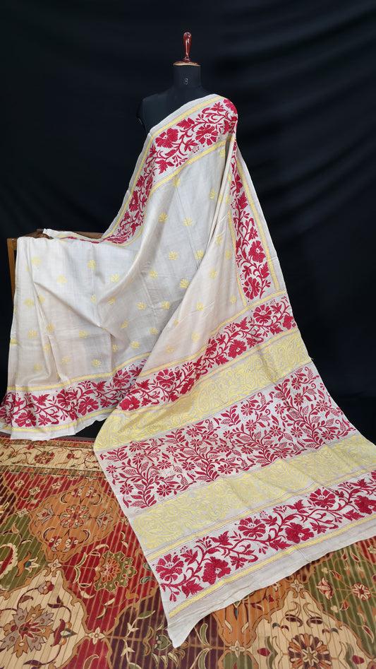 Hand embroidered kantha work sarees