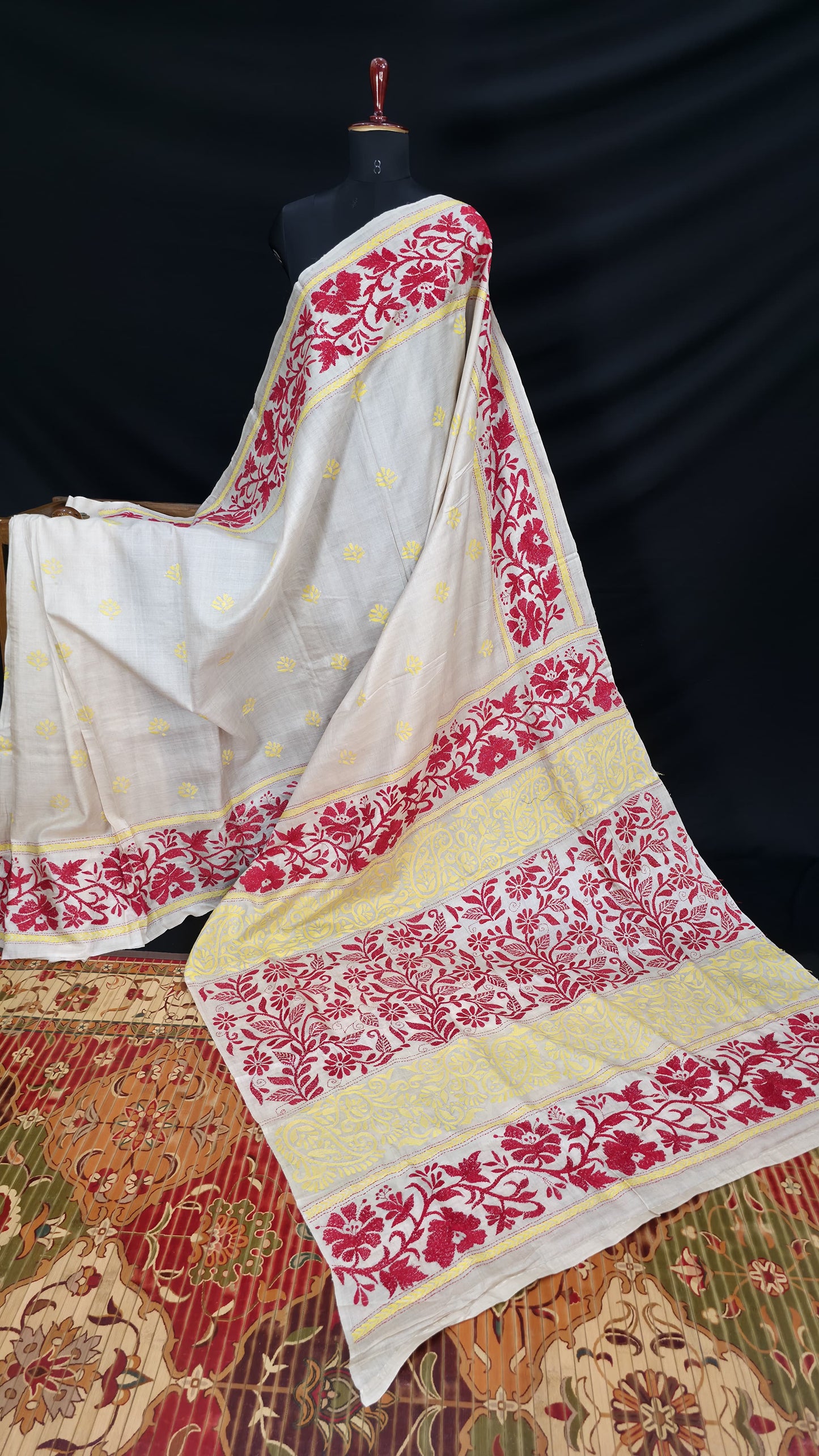 Hand embroidered kantha work sarees