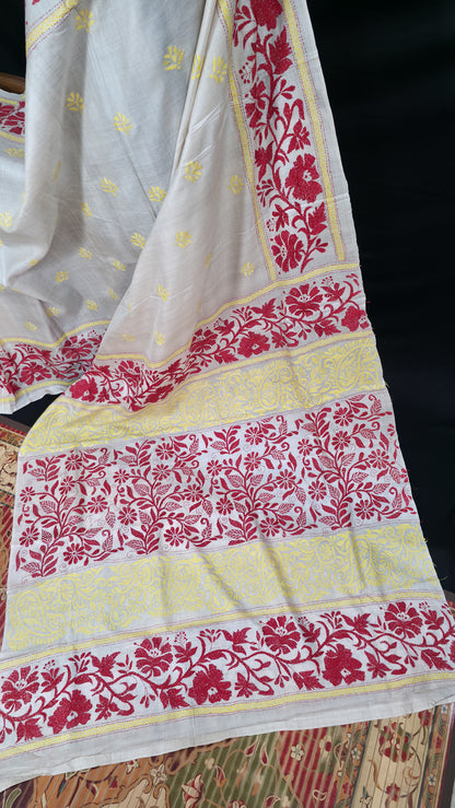 Hand embroidered kantha work sarees