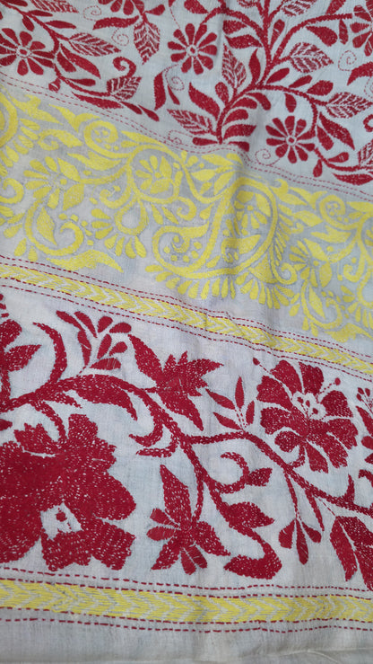Hand embroidered kantha work sarees