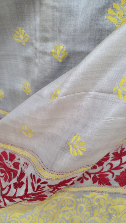 Hand embroidered kantha work sarees