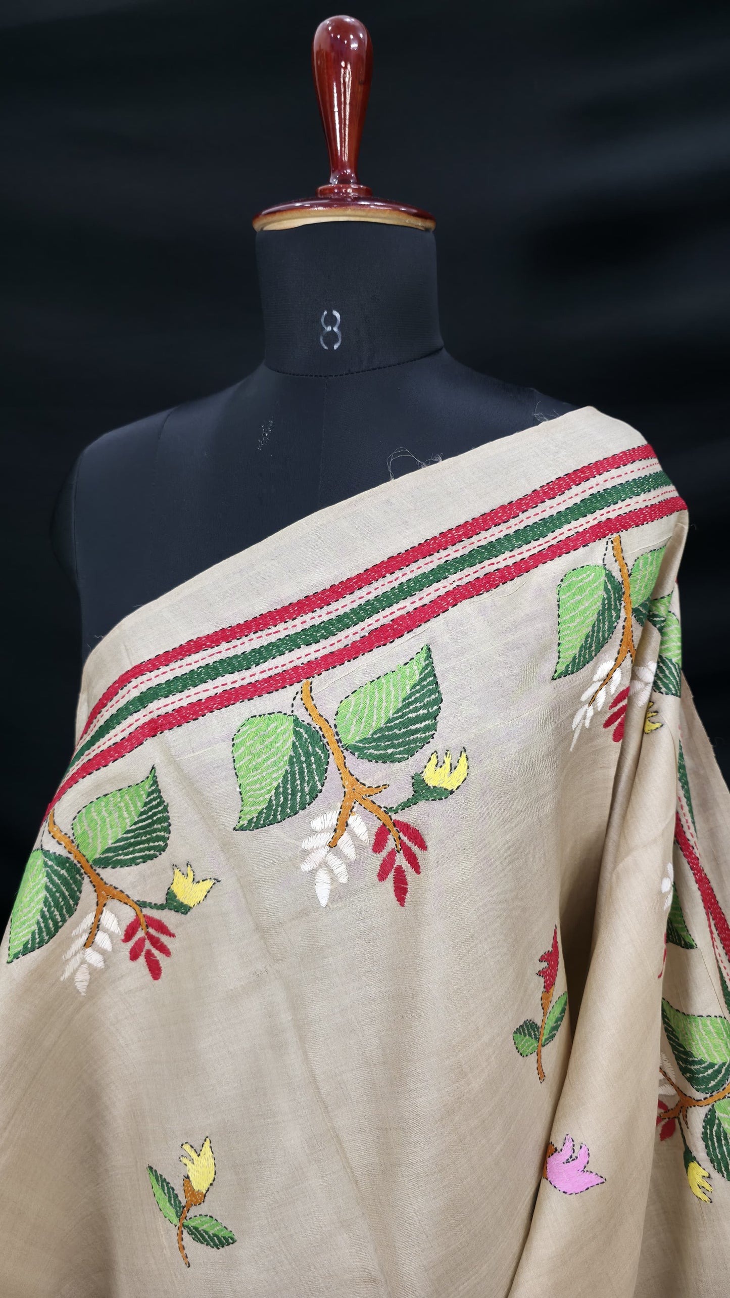 Hand embroidered kantha work sarees