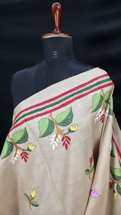 Hand embroidered kantha work sarees