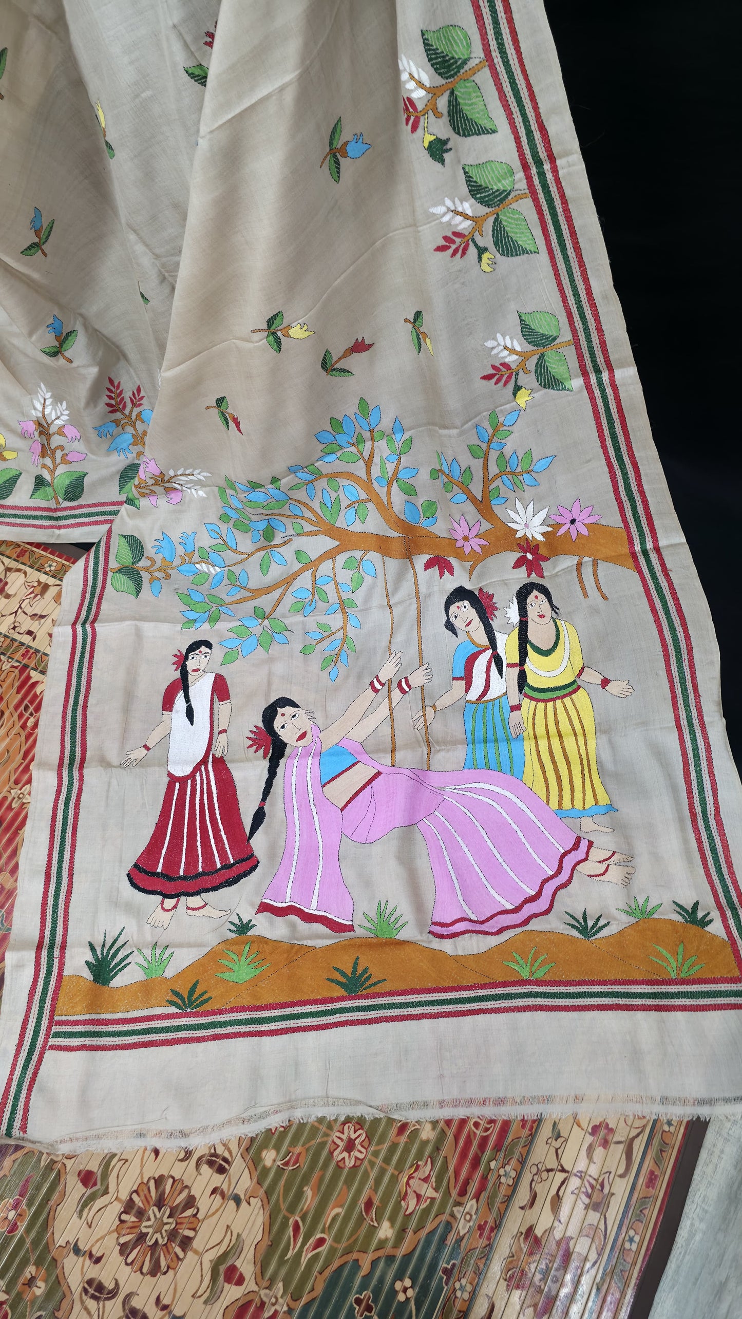 Hand embroidered kantha work sarees