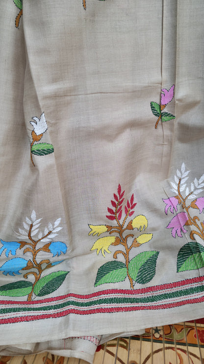 Hand embroidered kantha work sarees