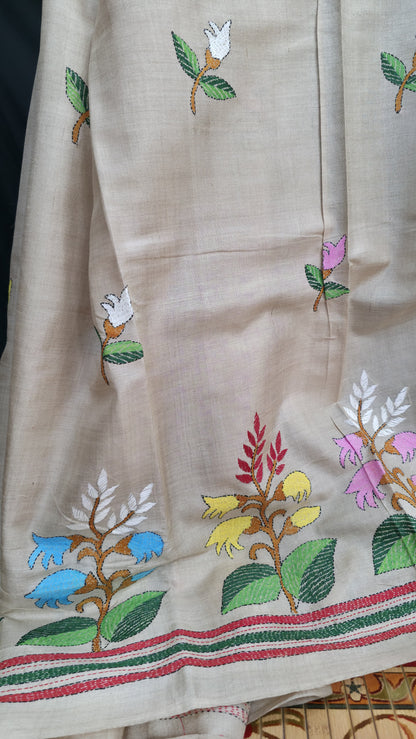 Hand embroidered kantha work sarees