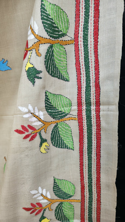Hand embroidered kantha work sarees