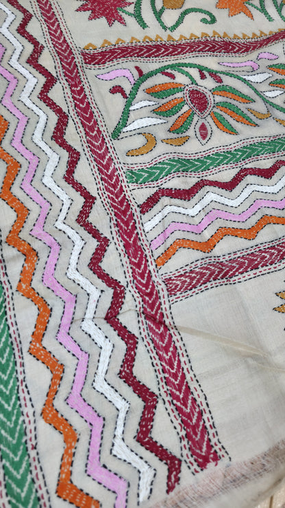 Hand embroidered kantha work sarees