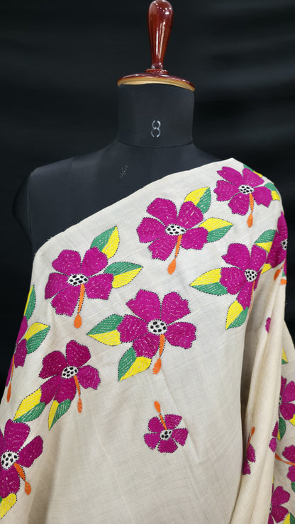 Hand embroidered kantha work sarees