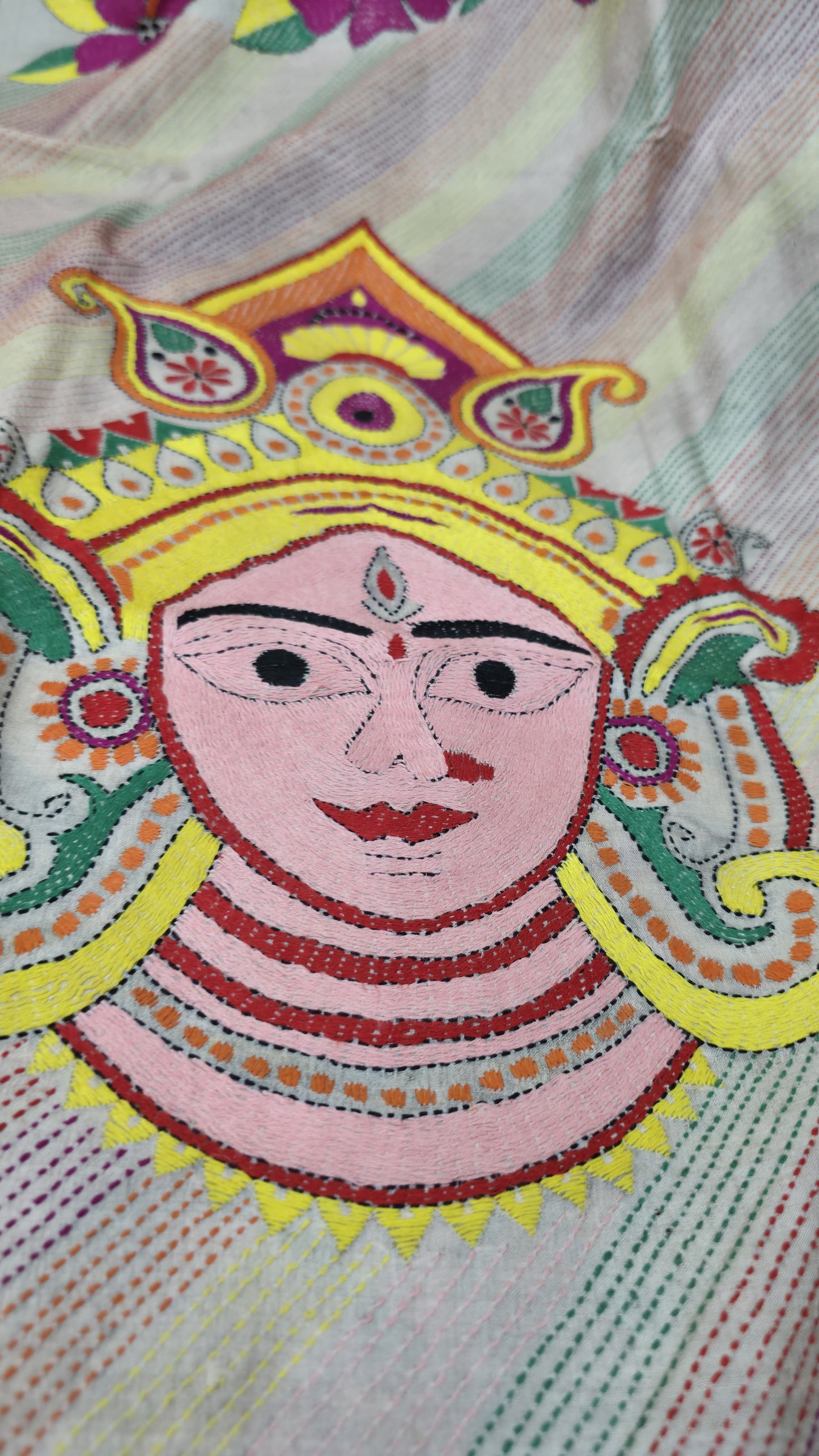 Hand embroidered kantha work sarees