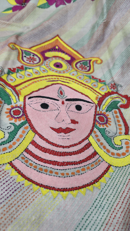 Hand embroidered kantha work sarees