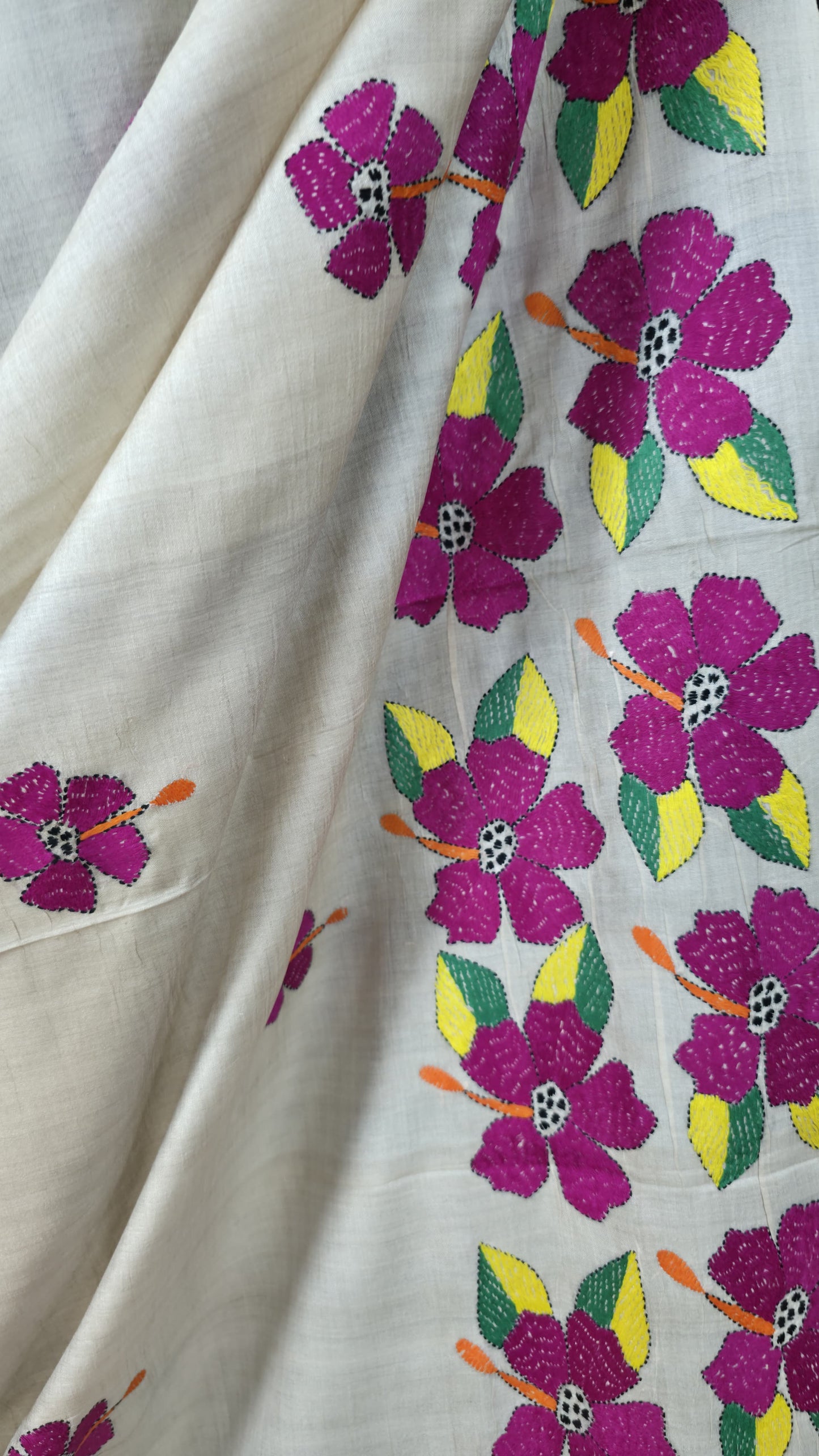 Hand embroidered kantha work sarees