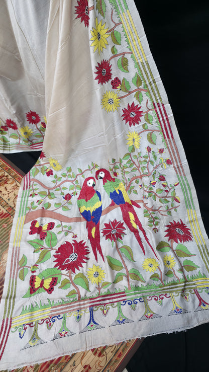 Hand embroidered kantha work sarees