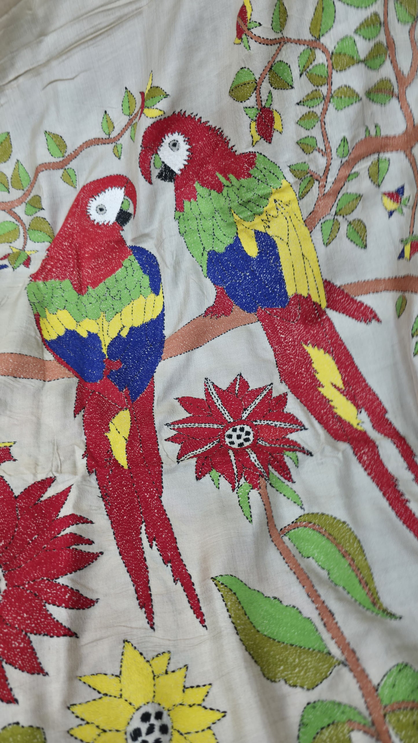 Hand embroidered kantha work sarees