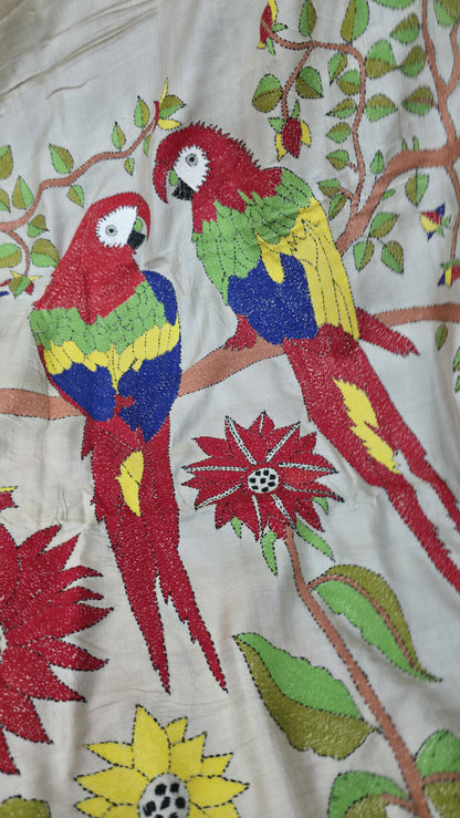 Hand embroidered kantha work sarees