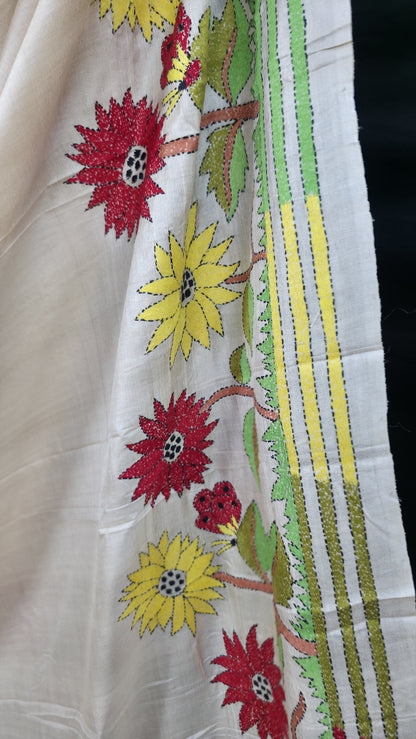 Hand embroidered kantha work sarees