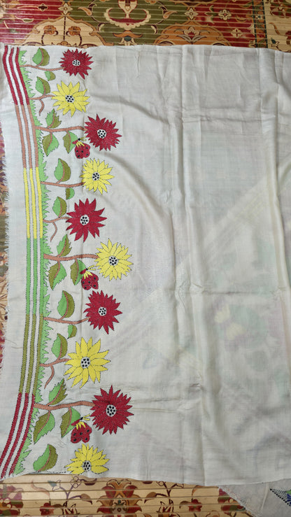 Hand embroidered kantha work sarees