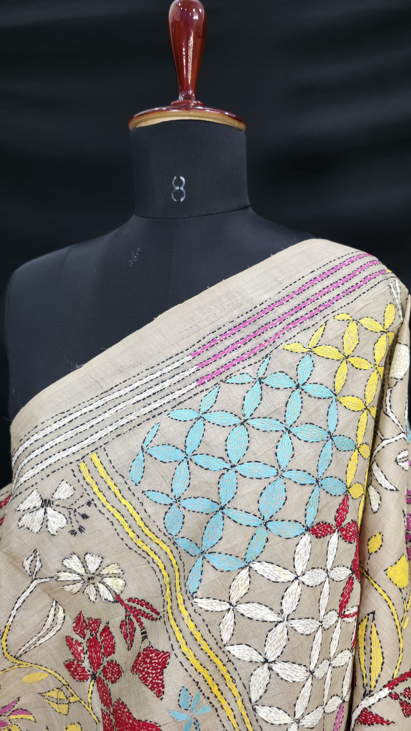 Hand embroidered kantha work sarees