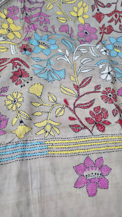 Hand embroidered kantha work sarees