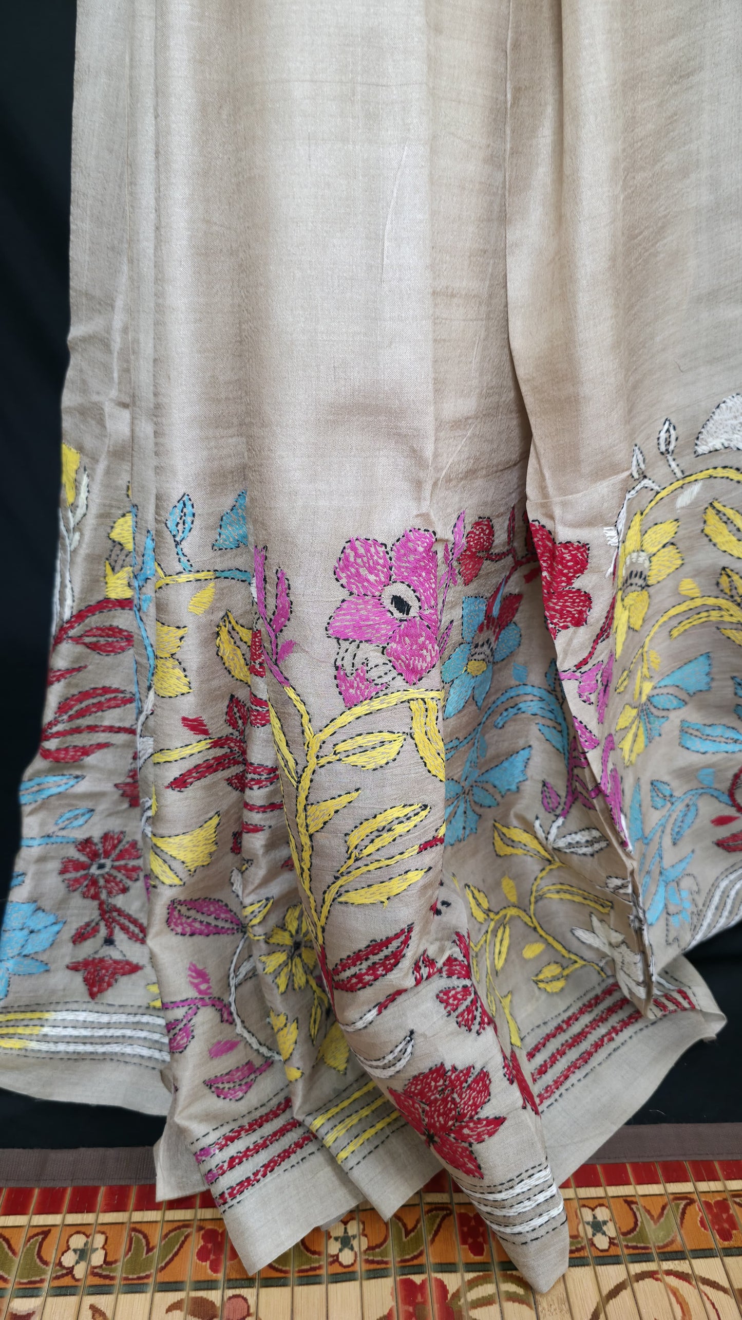 Hand embroidered kantha work sarees