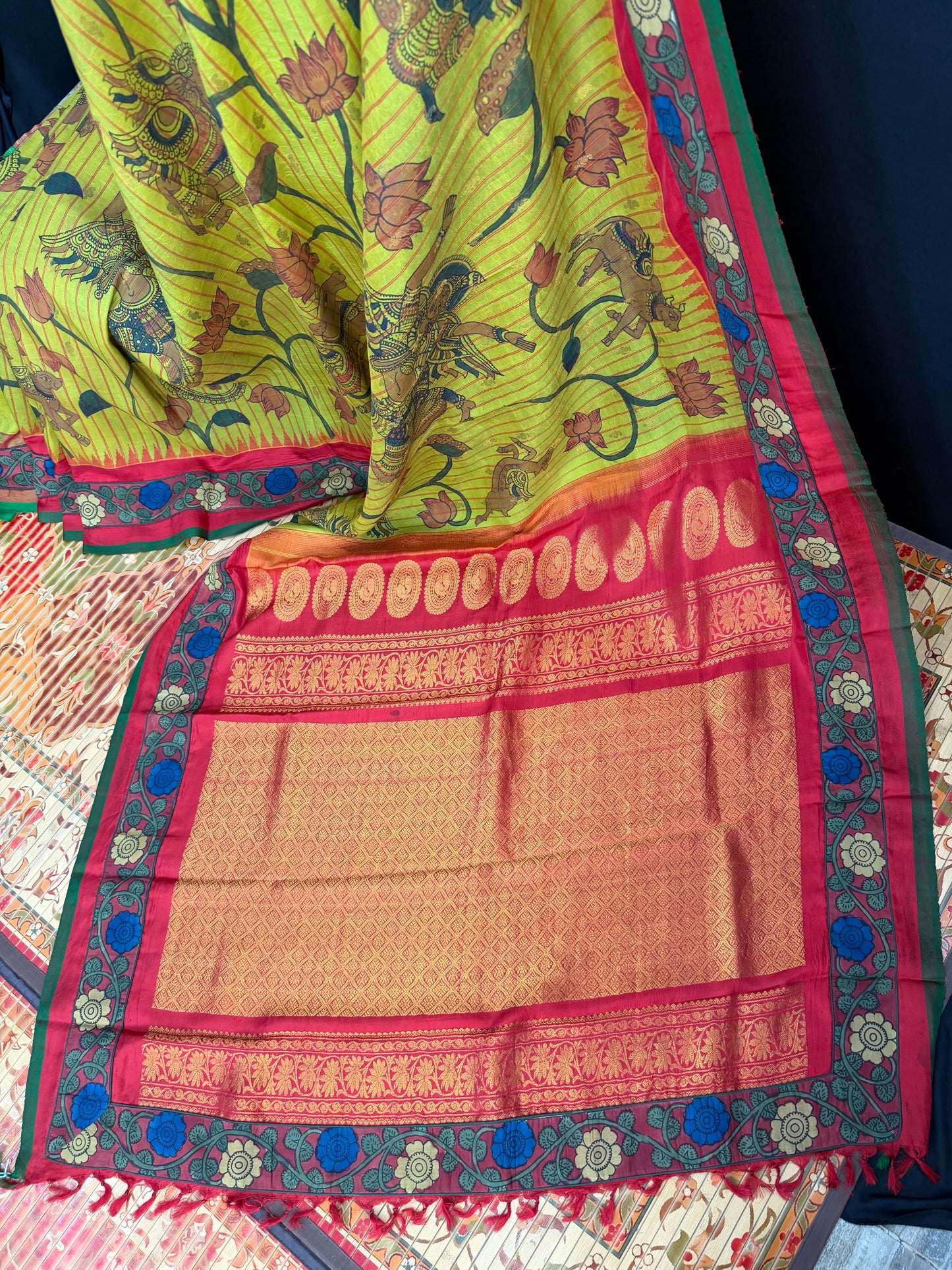 Gadwal silk penkalamkari saree