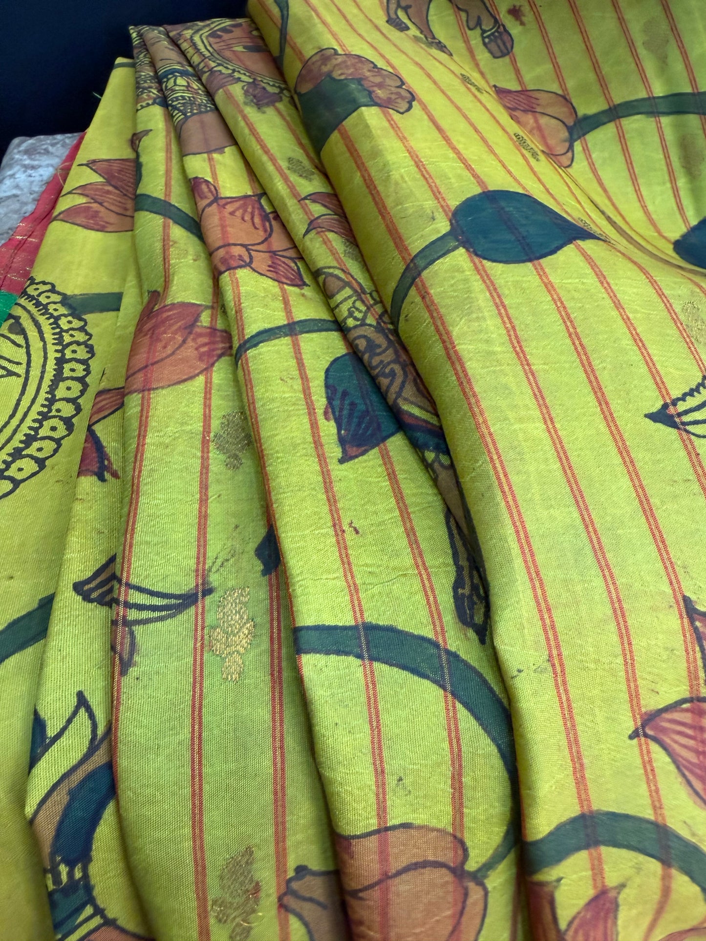 Gadwal silk penkalamkari saree