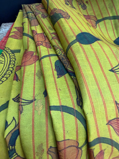 Gadwal silk penkalamkari saree