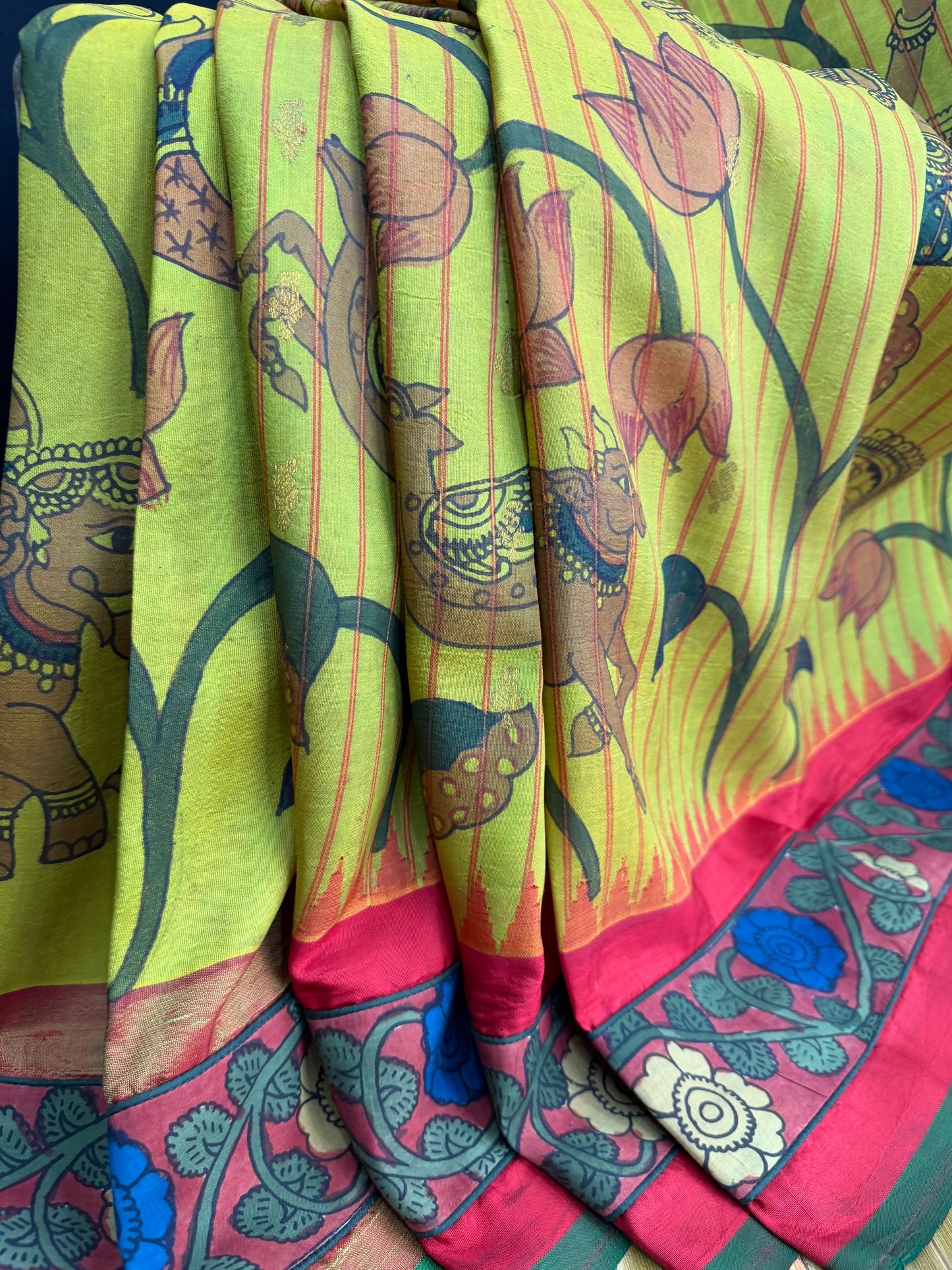 Gadwal silk penkalamkari saree