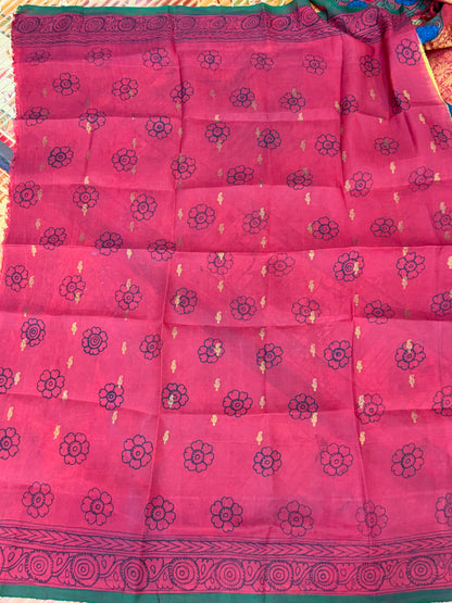 Gadwal silk penkalamkari saree