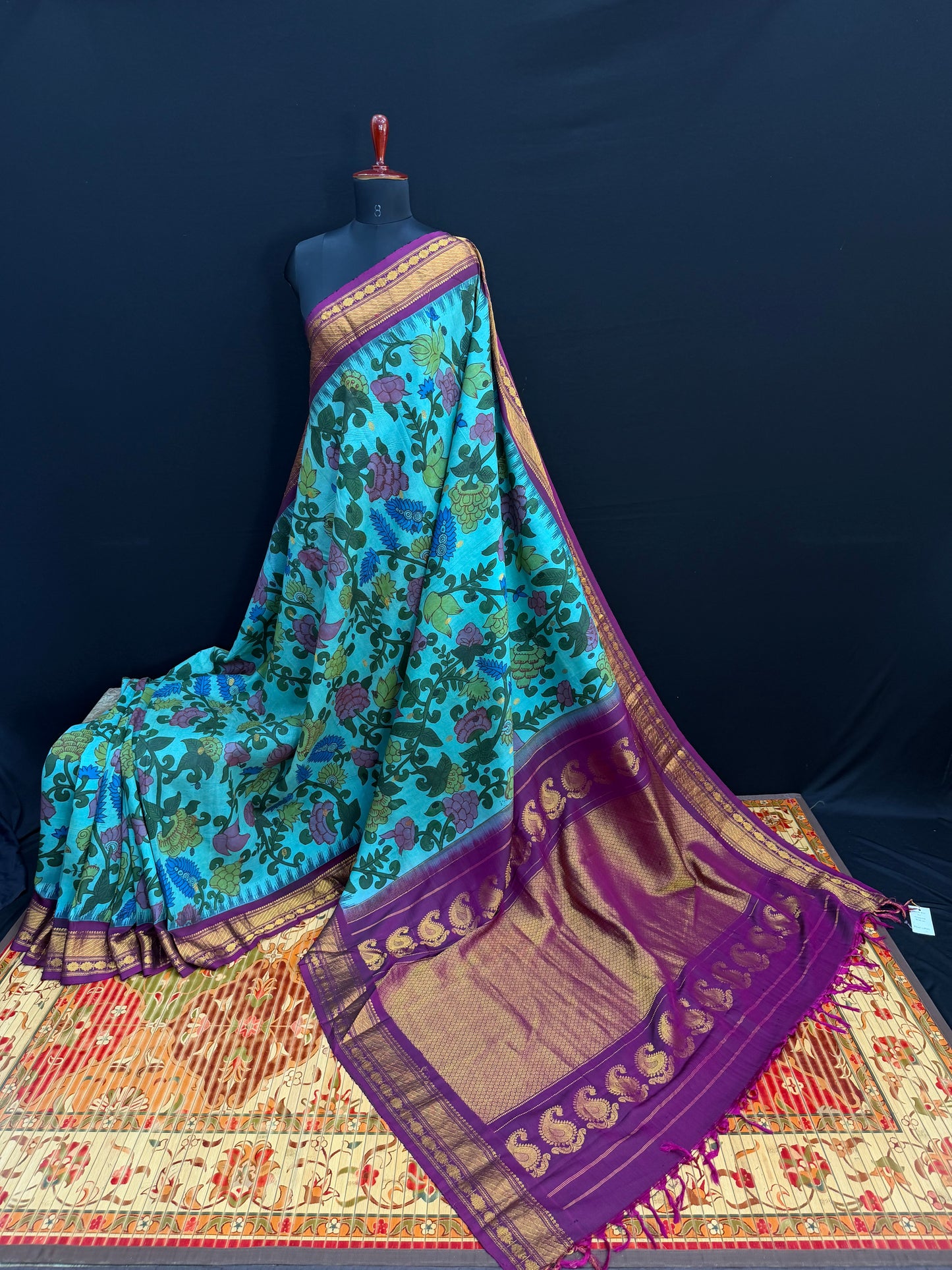 Gadwal silk penkalamkari saree