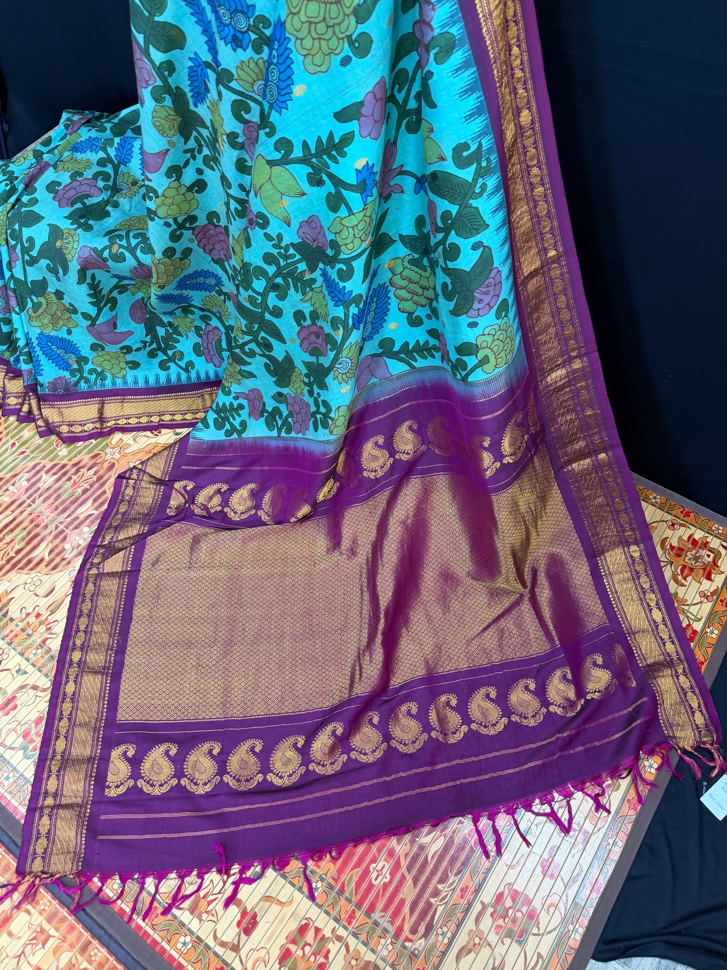 Gadwal silk penkalamkari saree